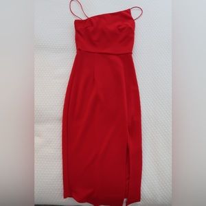 Princess Polly red dress. Size 0. Asymmetrical neckline